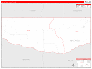 Keya Paha County Wall Map Red Line Style